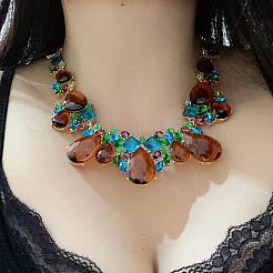 Ожерелья-нагрудники из сплава и стеклянных бусин-капель для женщин FS-WGD1103-01