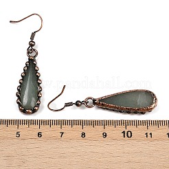 Серьги-капли из латуни с натуральными смешанными камнями G-B149-15R