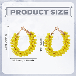 1 пара серег-колец из сплава стеклянных бусин&nbsp;EJEW-LP0003-65D