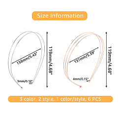 6 шт. 6-х стильная фурнитура для двойных резинок для волос из сплава AJEW-FH0002-83