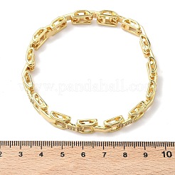 Браслет из прямоугольных звеньев цепи с прозрачным кубическим цирконием&nbsp;BJEW-G773-03G