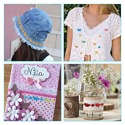 20 ярд кружевной отделки из полиэстера с цветком малана и бабочкой&nbsp;OCOR-TAC0016-18H