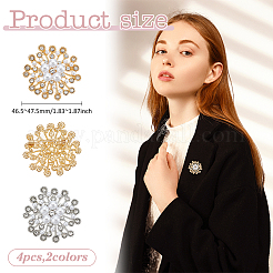 4 шт. булавки для лацкана одежды со стразами в виде цветка&nbsp;JEWB-ME0001-29