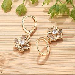 Серьги-кольца из латуни с микропаве из прозрачного кубического циркония для женщин EJEW-G428-24G-01