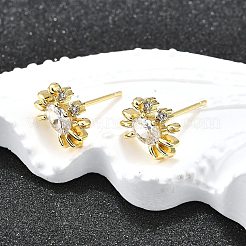 Серьги-гвоздики из циркония&nbsp;EJEW-H157-03G-02