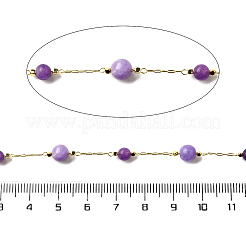 Круглые цепочки из бусин из натурального аметиста и окрашенного белого нефрита ручной работы&nbsp;CHC-F020-01G-01