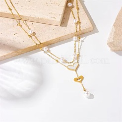 Двухслойные ожерелья из нержавеющей стали 304 для женщин&nbsp;FS-WGA608E-01