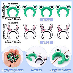 12 шт. 2 стильных силиконовых бусин в виде ушек кролика и лягушки&nbsp;SIL-TA0001-91