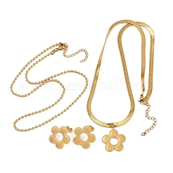 Комплекты из ожерелий с подвесками в виде цветов из нержавеющей стали 304 SJEW-F225-04G