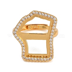 Неправильный прямоугольник латунная микропаве кубический цирконий накладка кольца оправа KK-Z122-19G