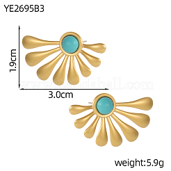 Серьги-гвоздики в форме веера из натуральных и синтетических камней&nbsp;EJEW-OY011-81G