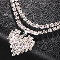 Сплав полный кристалл горный хрусталь подвеска в виде сердца двухслойная цепочка на талию WG7517E-04