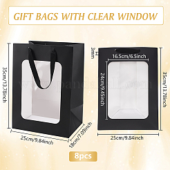 Бумажные подарочные пакеты с видимым окном и веревочными ручками ABAG-WH0040-14A