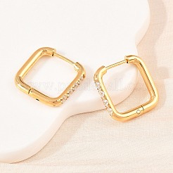 Квадратные серьги-кольца с прозрачным кубическим цирконием из нержавеющей стали 304&nbsp;EJEW-L307-09G