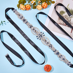 Цветочные хрустальные и монтано-стразовые пояса ручной работы для свадебных платьев&nbsp;AJEW-WH20006-233A-01