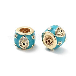 Рондель с рисунком глаз и звезд стойка покрытие латунь микро паве кубический цирконий европейские бусины KK-G512-01G