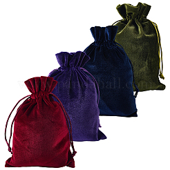 4 шт. 4-х цветные прямоугольные бархатные мешочки с завязками&nbsp;TP-CN0001-35A