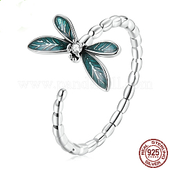 Кольца-манжеты Dragonfly 925 из стерлингового серебра с эмалью и микропаве из прозрачных кубических цирконий для женщин FS-WG14241-01