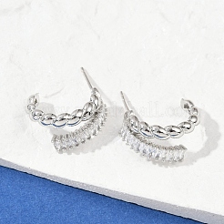 Серьги-гвоздики из латуни с микропаве и цирконием&nbsp;EJEW-M082-16P-02