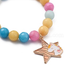 Круглые браслеты с подвесками из натурального белого нефрита&nbsp;BJEW-JB05428