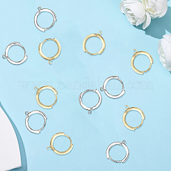 6 пара 2-цветная стойка покрытие латунь микро паве кубический цирконий серьги кольца фурнитура&nbsp;KK-BBC0021-75