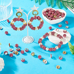 120 шт. 4 стиля плоские круглые железные бусины-разделители со стразами&nbsp;FIND-TA0005-68