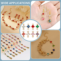 16 шт. 8-х цветные прозрачные стеклянные звенья/соединители&nbsp;GLAA-ME0001-12