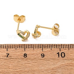 Серьги-гвоздики в форме сердца из латуни с микропаве из циркония EJEW-K267-27G