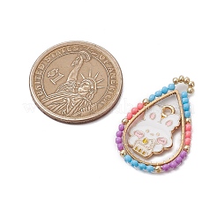 Пасхальная тематика стеклянные бусины каплевидной формы с подвесками в виде кроликов PALLOY-MZ00580-02