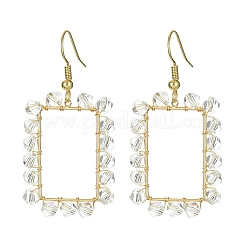 5 пара 5-х стиленых латунных серег с геометрическими подвесками и стеклянными бусинами EJEW-JE05400