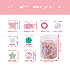 800шт 8 стиля прозрачные акриловые бусины&nbsp;TACR-FW0001-05