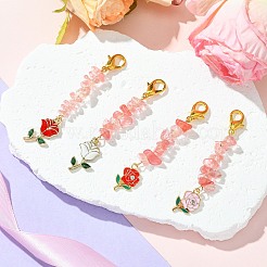 4 шт. подвеска в виде розы из сплава и эмали ко Дню святого Валентина HJEW-JM02858