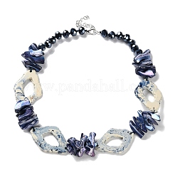 Летние ожерелья из бисера в стиле бохо из стекла и окрашенных натуральных ракушек NJEW-H047-08