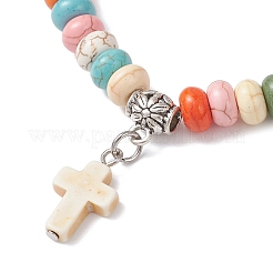 Браслеты с подвесками из синтетических бирюзовых бусин BJEW-JB12495