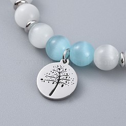 Браслеты с подвесками из хирургической нержавеющей стали 316 с кубическим цирконием BJEW-JB04516