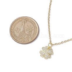 Ожерелья с подвесками из латуни клевер с микропаве и кубическим цирконием NJEW-JN04958-01
