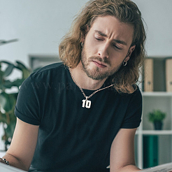 1 шт. 304 нержавеющая сталь Фигаро цепочка ожерелье с подвеской в виде цифры NJEW-BBC0001-28C-P