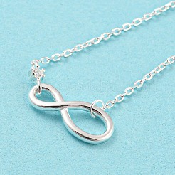 925 серебряное ожерелье с подвеской в виде бесконечности для женщин NJEW-C019-01S