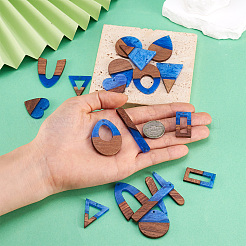 20шт 10 стиля подвески из прозрачной смолы и орехового дерева&nbsp;RESI-TA0003-21