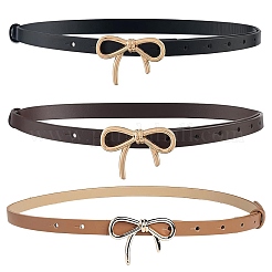 3 шт. 3 цвета сплава бант PU кожаный ремень цепь для женщин&nbsp;AJEW-CL0001-14A