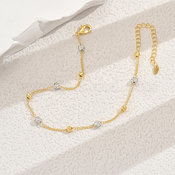 Летние браслеты на ногу из латунных кристаллов со стразами и круглыми бусинами геометрической формы&nbsp;PK4515