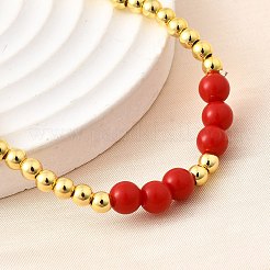 Абс имитация жемчуга круглые бусины эластичные браслеты для женщин BJEW-D317-12B-G