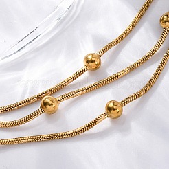 Многорядные браслеты из нержавеющей стали с шариками BJEW-L687-01G