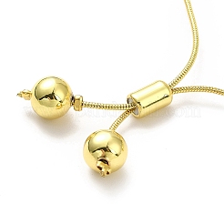 Браслеты-слайдеры из латуни с круглыми бусинами для женщин X-BJEW-M232-01G-D