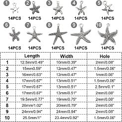 Подвески в форме морских звезд / морских звезд из сплава в тибетском стиле&nbsp;TIBEP-PH0001-14AS-RS