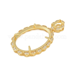 Овальная латунная подвеска с микропаве из прозрачных кубических цирконий с оправой кабошон KK-U026-13G