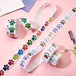 2 рулон 2-цветных бумажных наклеек с отпечатками собачьих лап&nbsp;DIY-TA0011-56