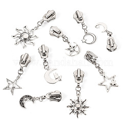 18 шт. 9 стиля сплава сменные ползунки молнии с подвесками в виде солнца HJEW-TAC0088