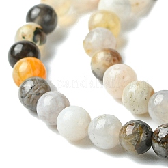 Натурального бамбука листьев агат круглых бусин пряди&nbsp;G-M248-4mm-04