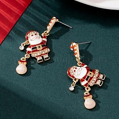 Серьги-гвоздики с подвесками в виде Санта-Клауса из эмалевого сплава FS-WGFB69C-01